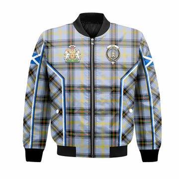 Bell Tartan Crest Bomber Jacket Scotland Coat of Arm Flag Style