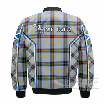 Bell Tartan Crest Bomber Jacket Scotland Coat of Arm Flag Style
