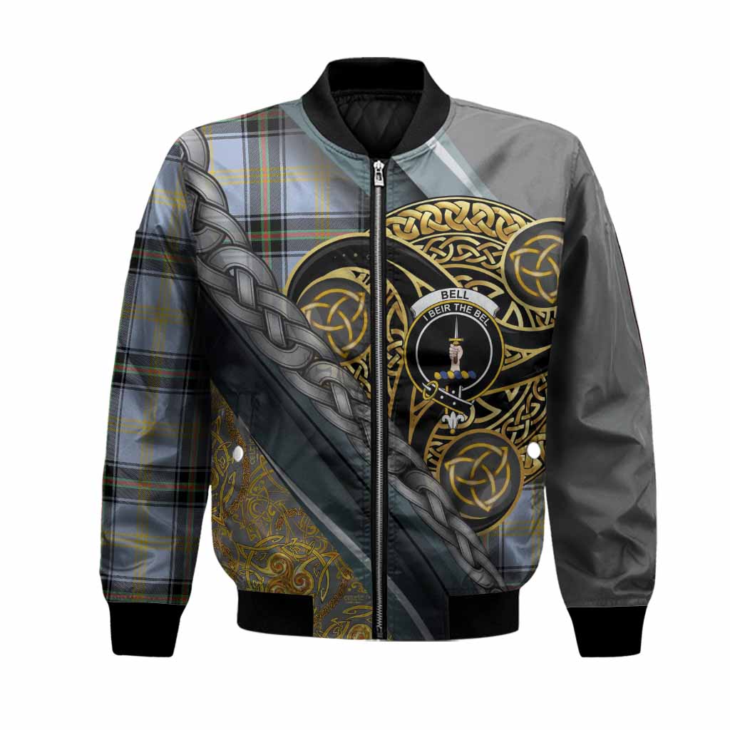 Bell Tartan Crest Bomber Jacket Scottish Triskele Celtic
