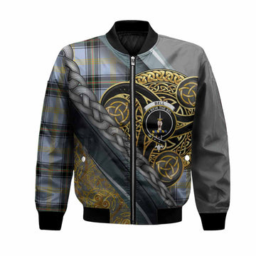Bell Tartan Crest Bomber Jacket Scottish Triskele Celtic