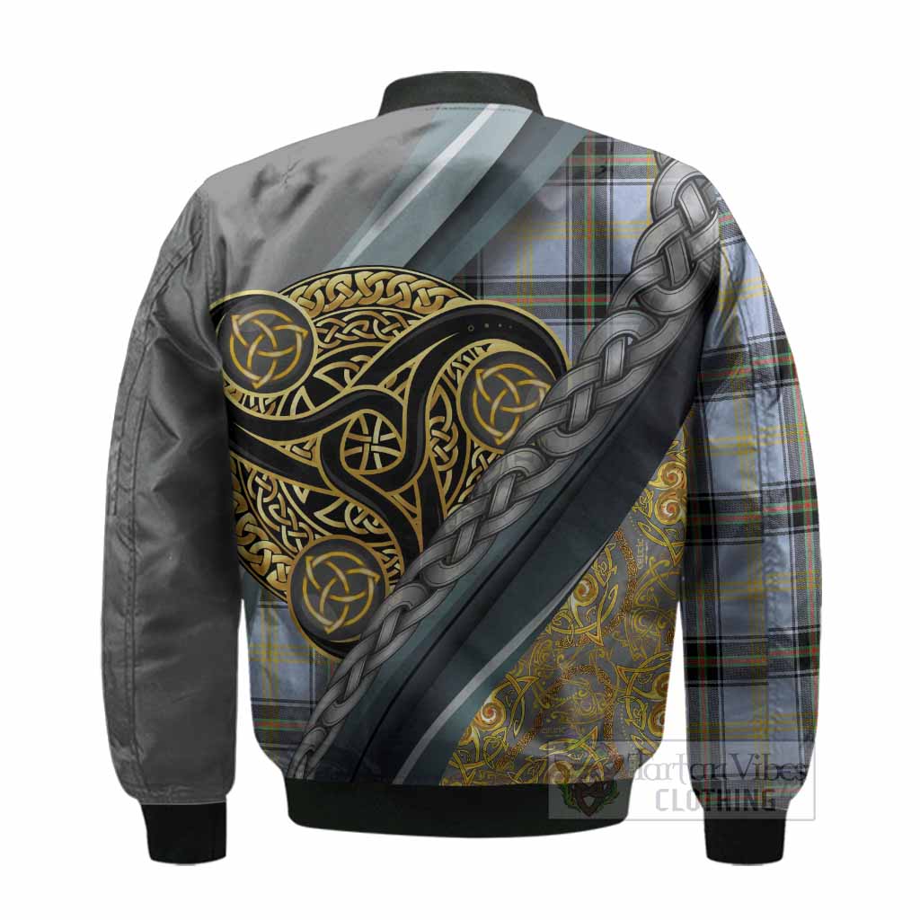 Bell Tartan Crest Bomber Jacket Scottish Triskele Celtic
