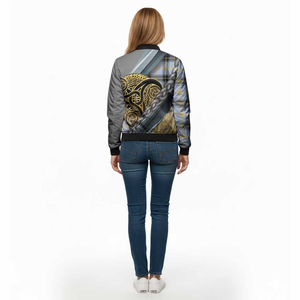 Bell Tartan Crest Bomber Jacket Scottish Triskele Celtic