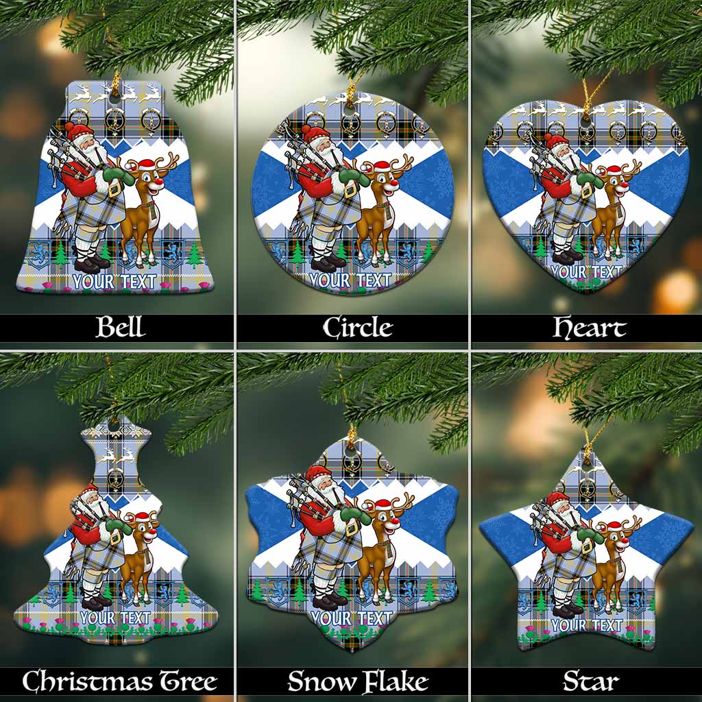 Bell Tartan Crest Christmas Ceramic Ornament Scotland Santa With Bagpipes Cute Reindeer
