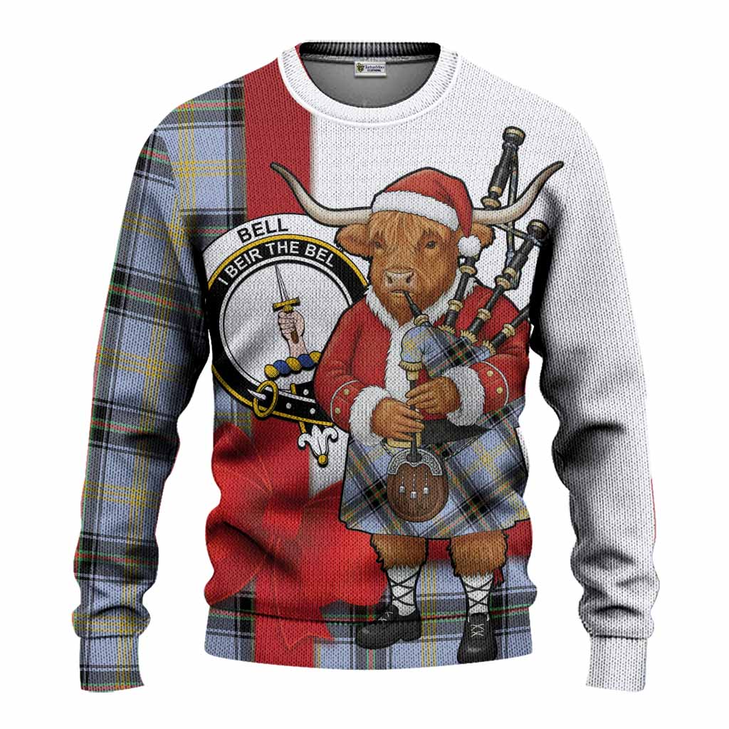 Bell Tartan Crest Christmas Christmas Ugly Sweater Highland Cow Bagpipes Coquette Bow Style