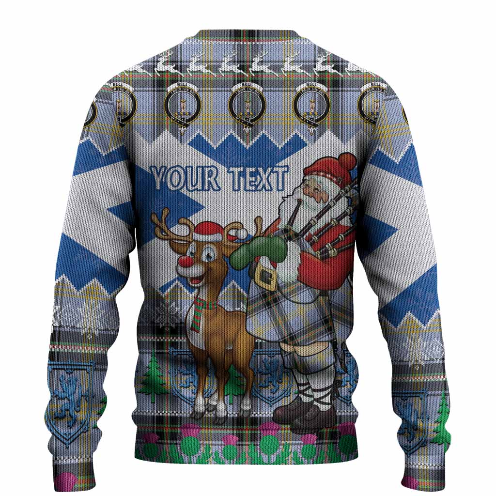 Bell Tartan Crest Christmas Christmas Ugly Sweater Scotland Santa With Bagpipes Cute Reindeer