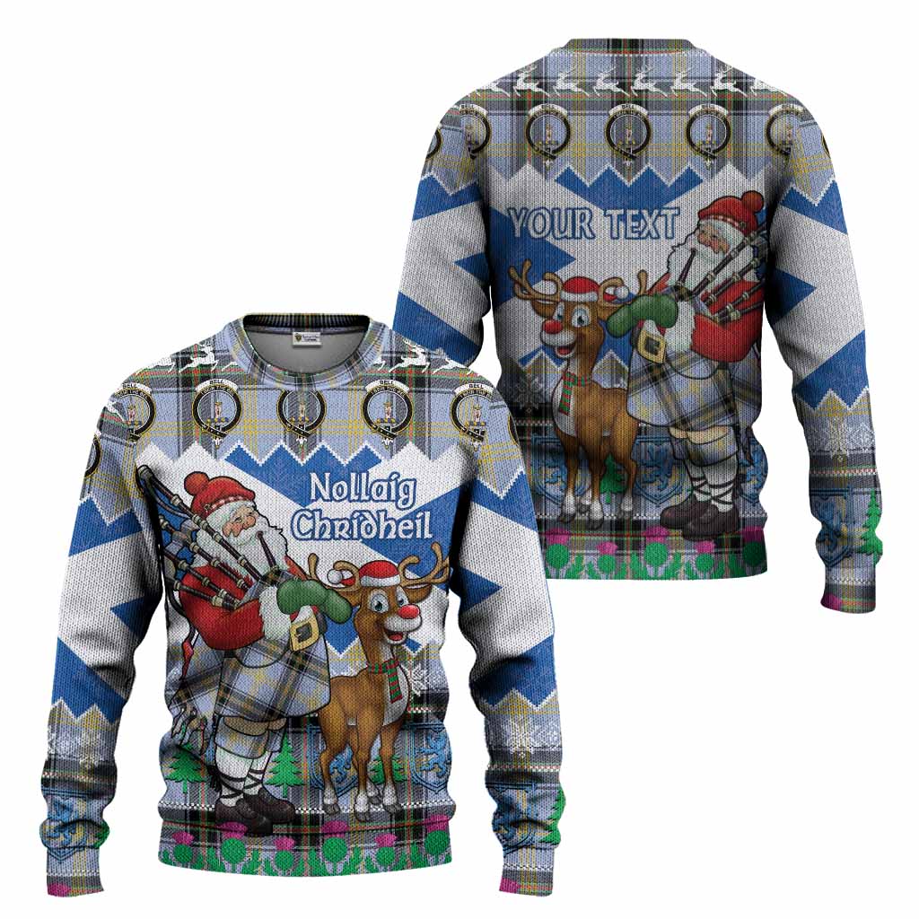 Bell Tartan Crest Christmas Christmas Ugly Sweater Scotland Santa With Bagpipes Cute Reindeer
