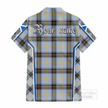 Bell Tartan Crest Cotton Hawaiian Shirt Scotland Coat of Arm Flag Style - Tartan Vibes Clothing