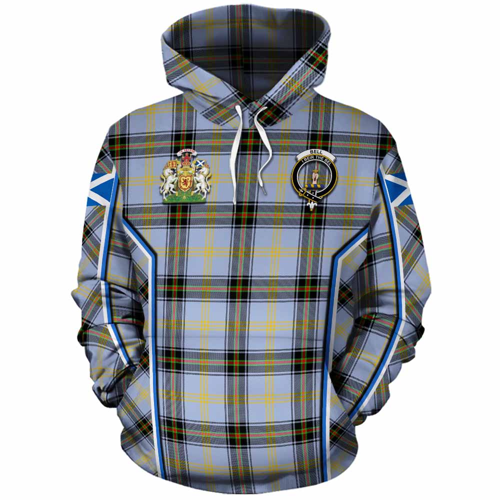 Bell Tartan Crest Cotton Hoodie Scotland Coat of Arm Flag Style - Tartan Vibes Clothing