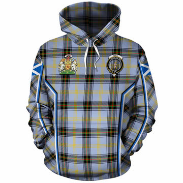 Bell Tartan Crest Cotton Hoodie Scotland Coat of Arm Flag Style - Tartan Vibes Clothing