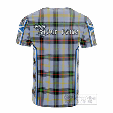 Bell Tartan Crest Cotton T-shirt Scotland Coat of Arm Flag Style
