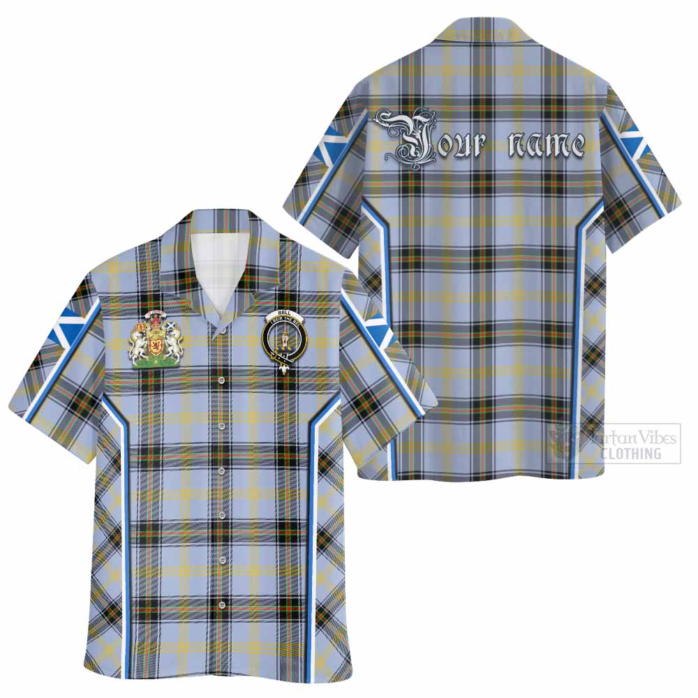 Bell Tartan Crest Hawaiian Shirt Scotland Coat of Arm Flag Style - Tartan Vibes Clothing