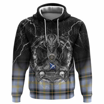 Bell Tartan Crest Hoodie Celtic Odin's Raven Legacy