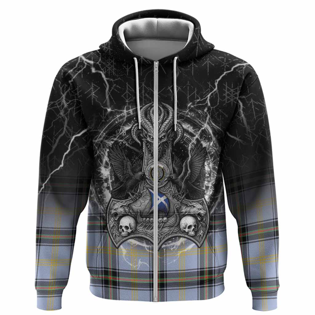 Bell Tartan Crest Hoodie Celtic Odin's Raven Legacy