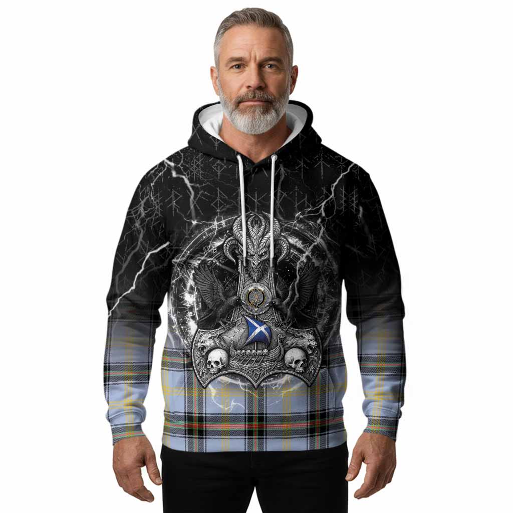 Bell Tartan Crest Hoodie Celtic Odin's Raven Legacy