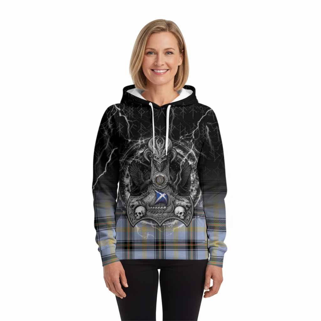 Bell Tartan Crest Hoodie Celtic Odin's Raven Legacy