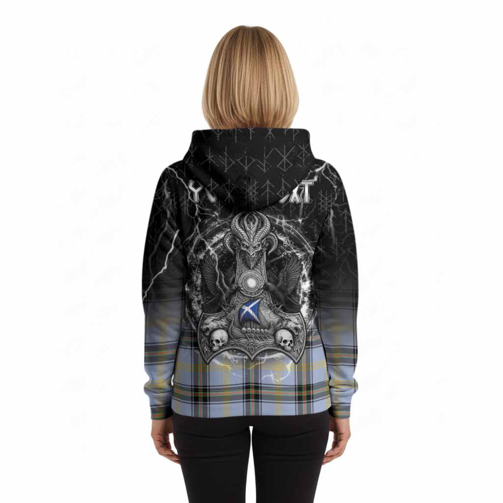 Bell Tartan Crest Hoodie Celtic Odin's Raven Legacy