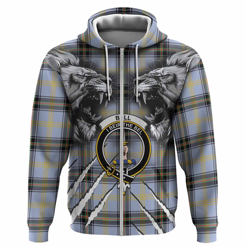 Bell Tartan Crest Hoodie Ferocious Lion Style