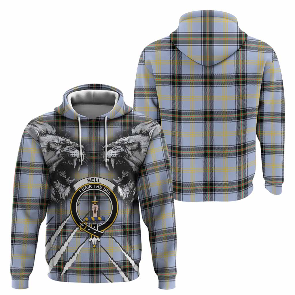 Bell Tartan Crest Hoodie Ferocious Lion Style