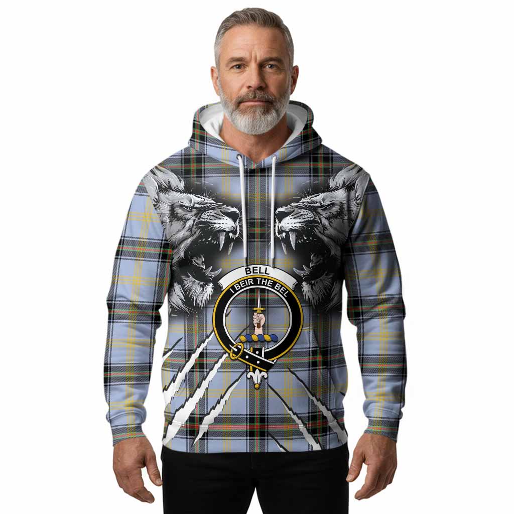 Bell Tartan Crest Hoodie Ferocious Lion Style