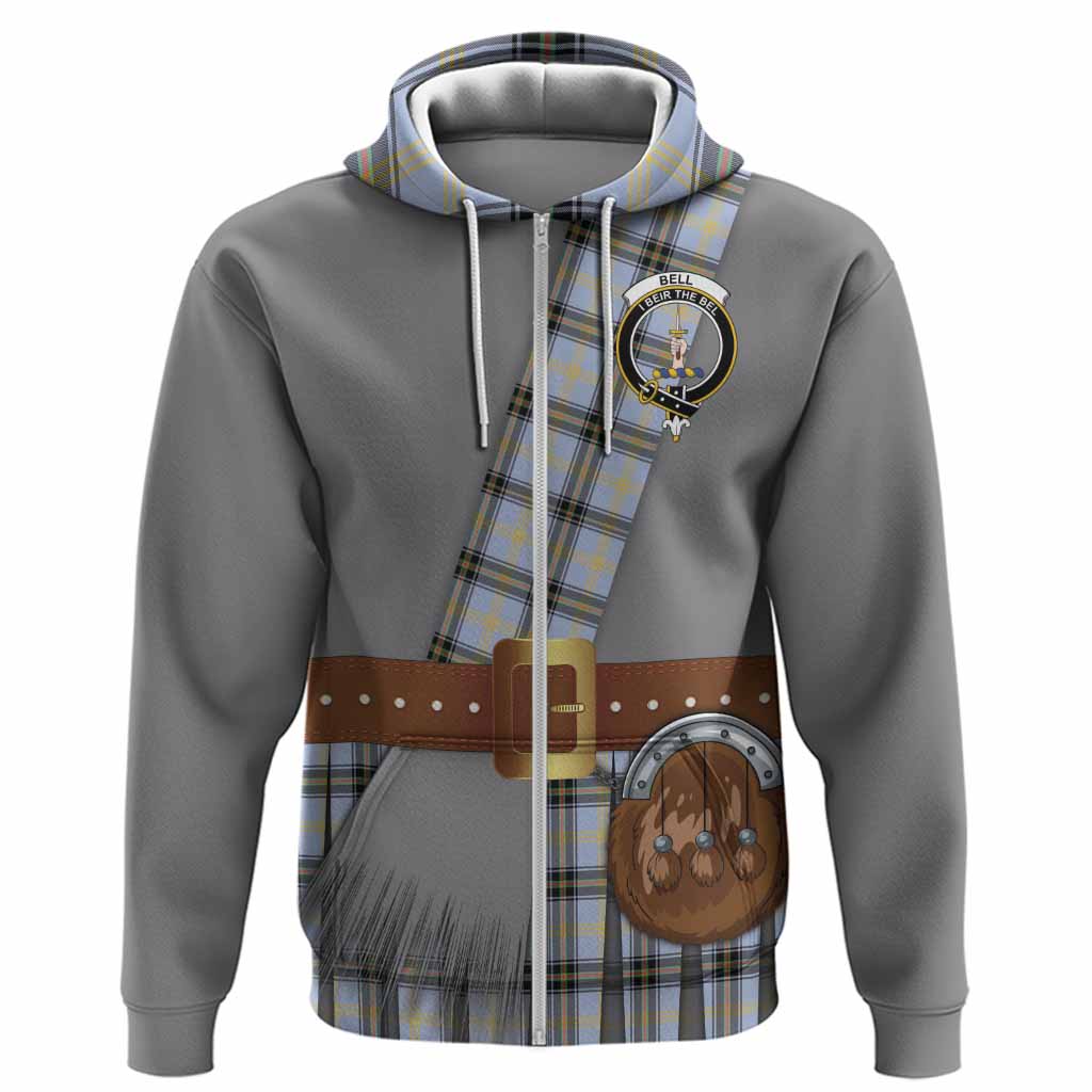 Bell Tartan Crest Hoodie Kilt Costume Style