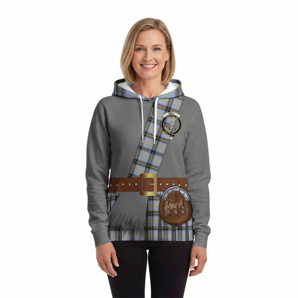Bell Tartan Crest Hoodie Kilt Costume Style