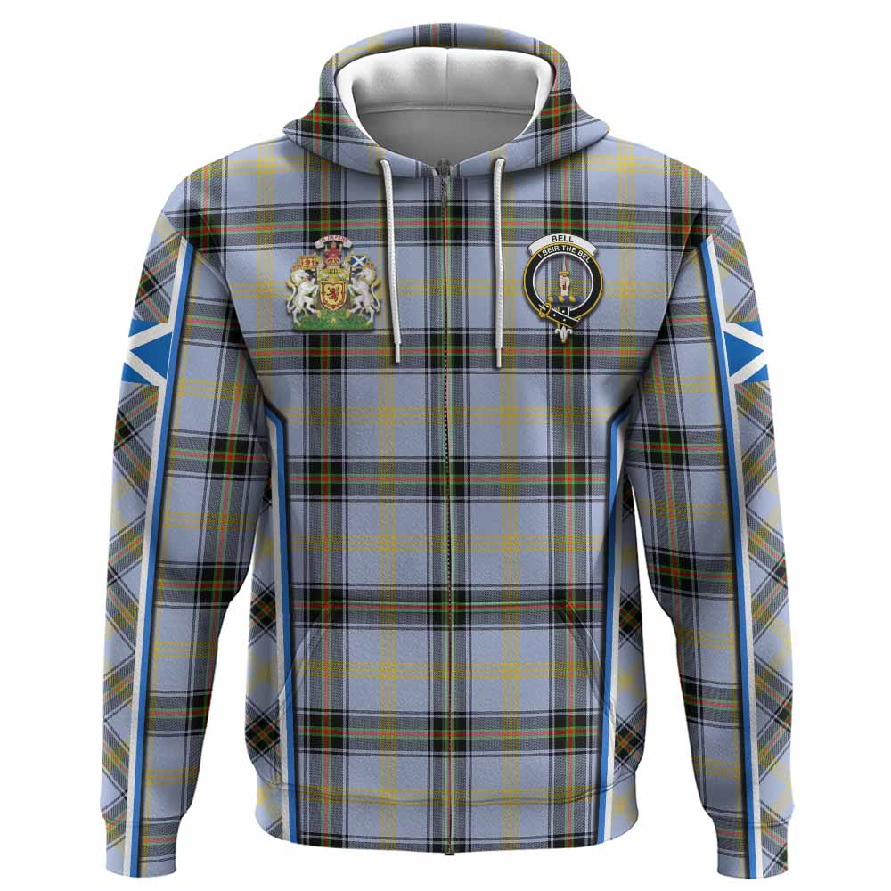 Bell Tartan Crest Hoodie Scotland Coat of Arm Flag Style - Tartan Vibes Clothing