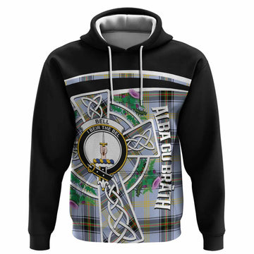 Bell Tartan Crest Hoodie Scottish Thistle Celtic Cross Alba Gu Brath