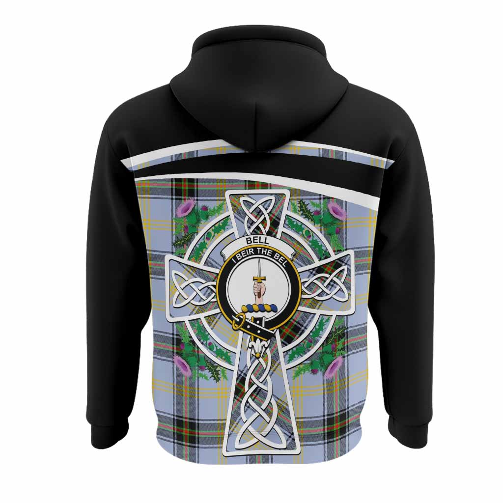 Bell Tartan Crest Hoodie Scottish Thistle Celtic Cross Alba Gu Brath