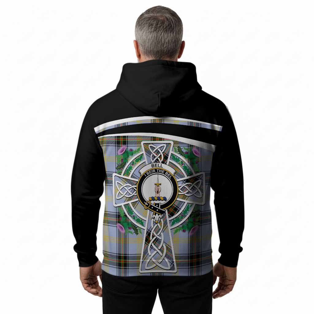 Bell Tartan Crest Hoodie Scottish Thistle Celtic Cross Alba Gu Brath