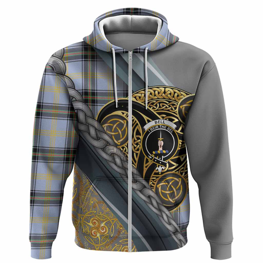 Bell Tartan Crest Hoodie Scottish Triskele Celtic