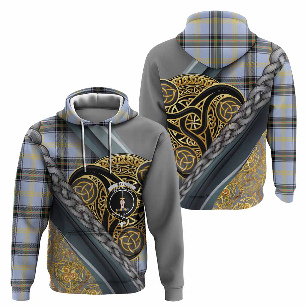 Bell Tartan Crest Hoodie Scottish Triskele Celtic