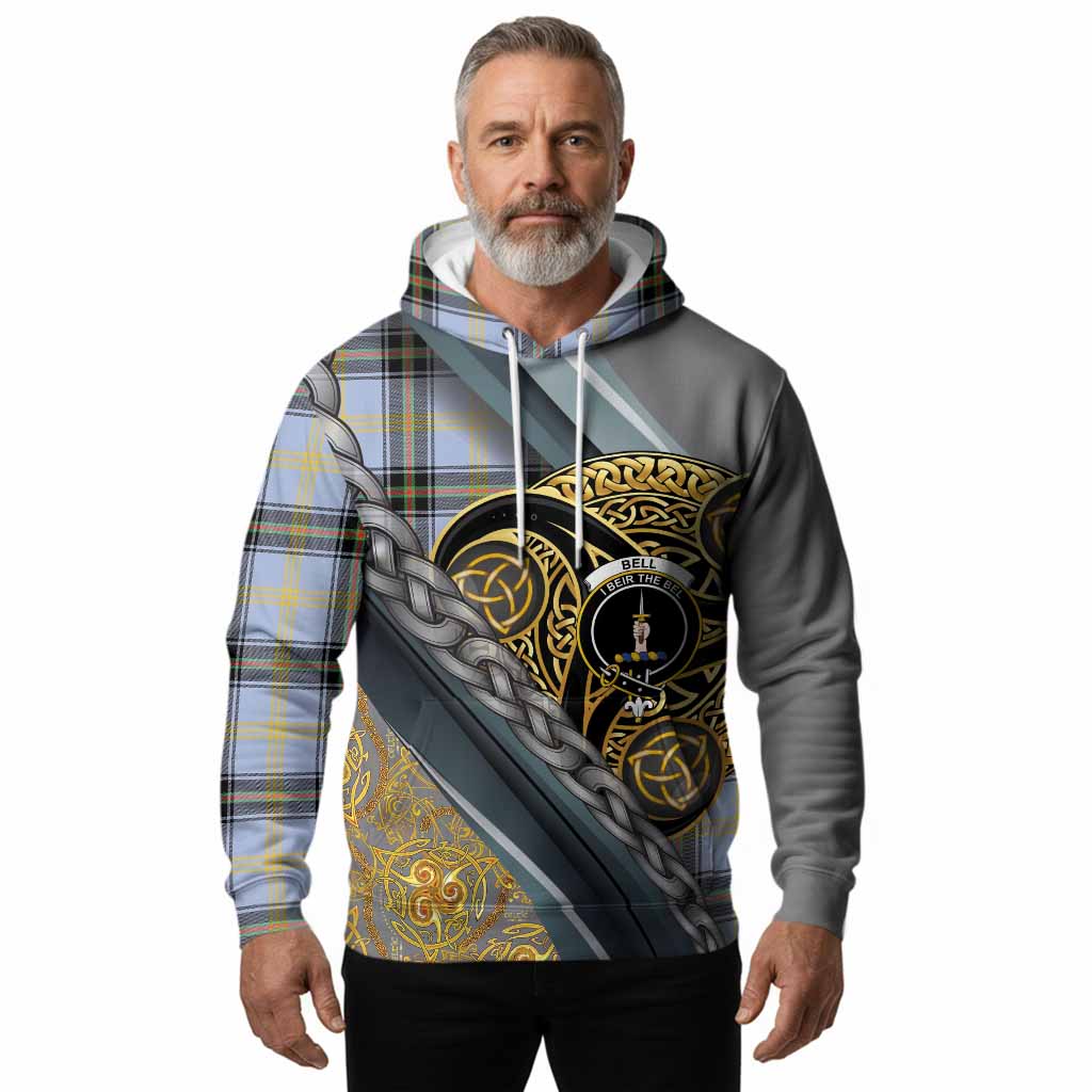 Bell Tartan Crest Hoodie Scottish Triskele Celtic