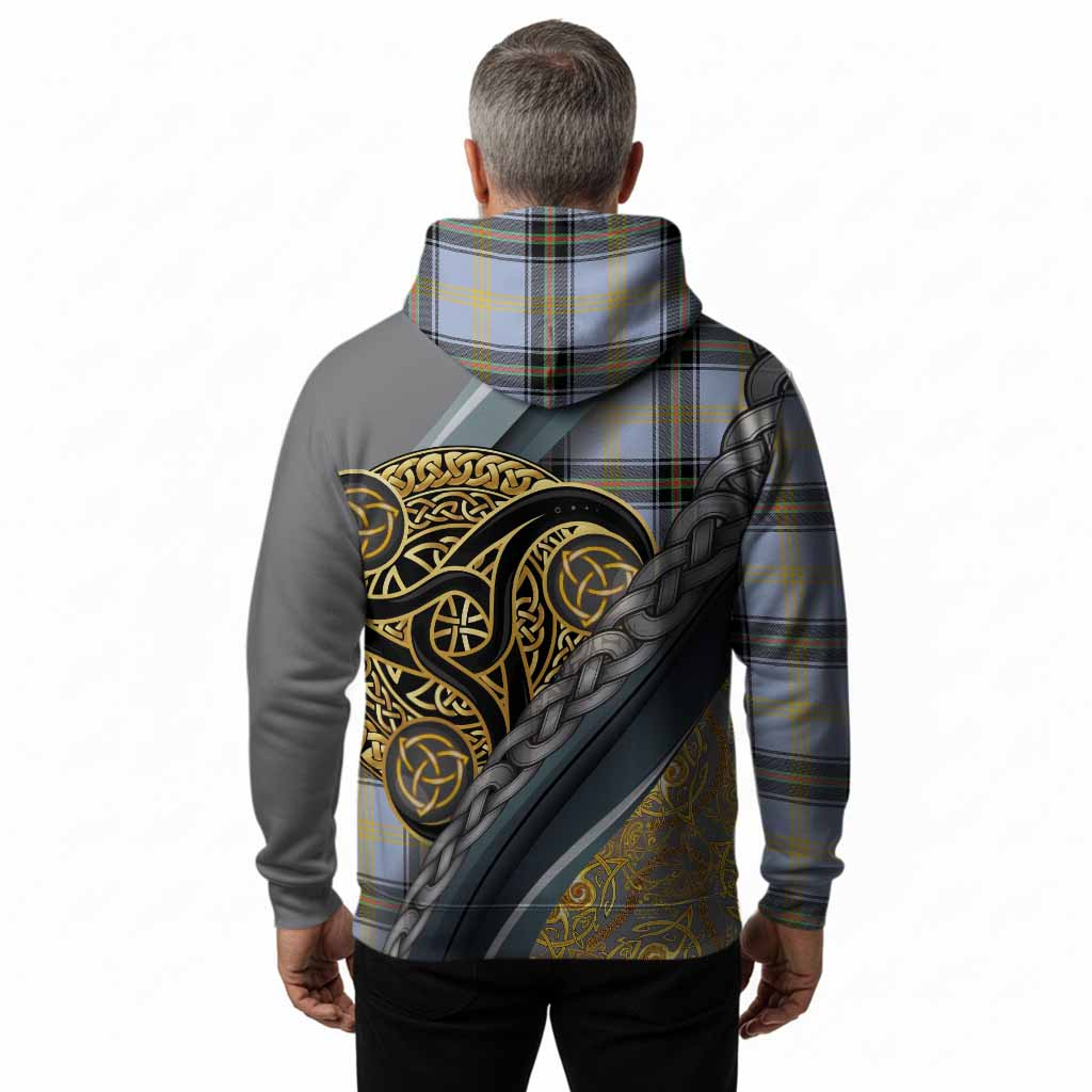 Bell Tartan Crest Hoodie Scottish Triskele Celtic