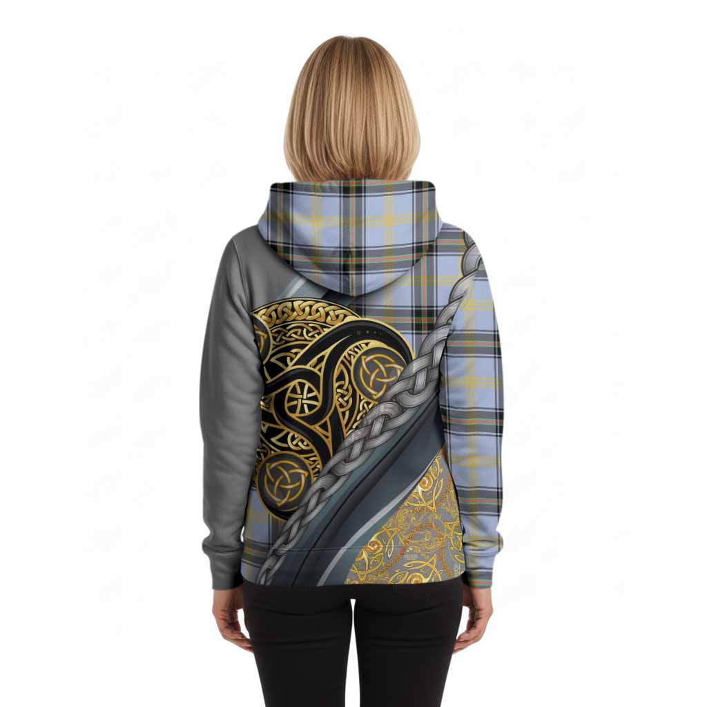 Bell Tartan Crest Hoodie Scottish Triskele Celtic