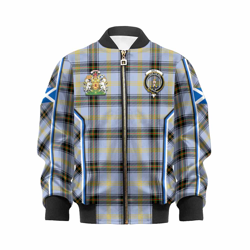 Bell Tartan Crest Kid Bomber Jacket Scotland Coat of Arm Flag Style - Tartan Vibes Clothing