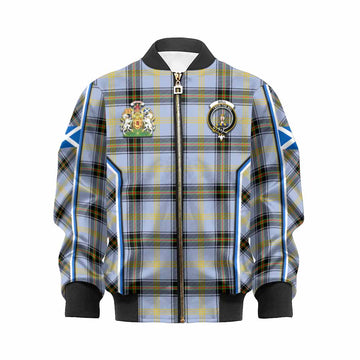 Bell Tartan Crest Kid Bomber Jacket Scotland Coat of Arm Flag Style - Tartan Vibes Clothing