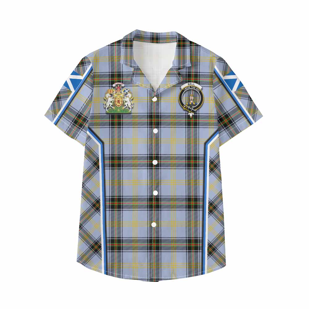 Bell Tartan Crest Kid Hawaiian Shirt Scotland Coat of Arm Flag Style - Tartan Vibes Clothing