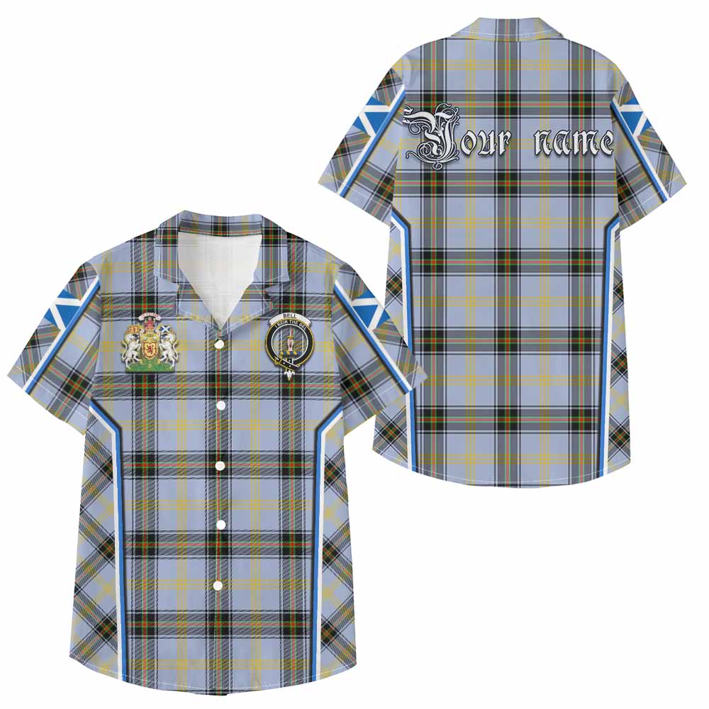 Bell Tartan Crest Kid Hawaiian Shirt Scotland Coat of Arm Flag Style - Tartan Vibes Clothing