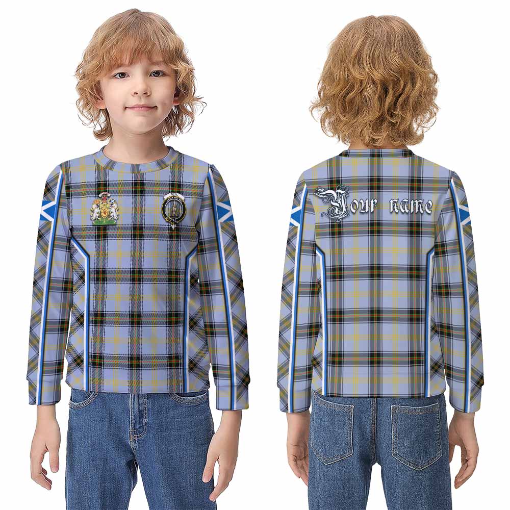 Bell Tartan Crest Kid Knitted Sweatshirt Scotland Coat of Arm Flag Style - Tartan Vibes Clothing