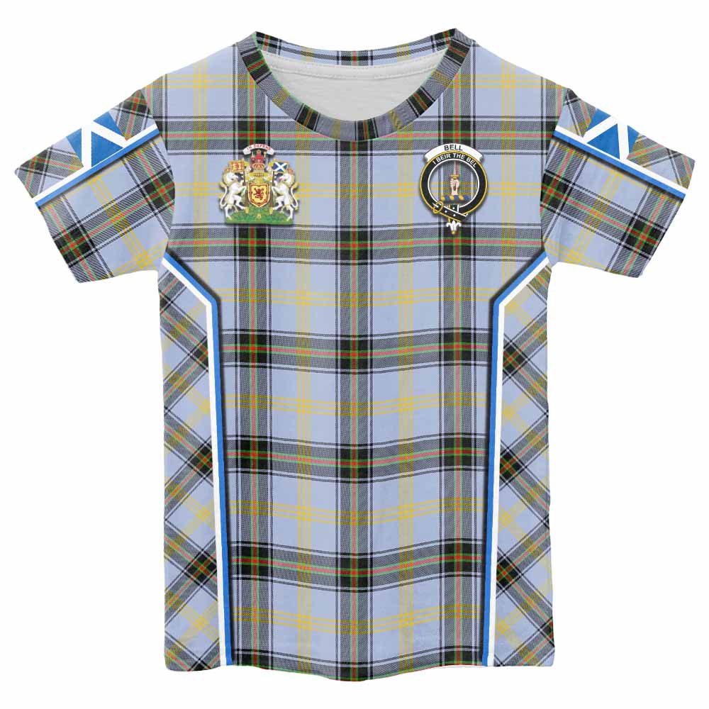 Bell Tartan Crest Kid T-shirt Scotland Coat of Arm Flag Style - Tartan Vibes Clothing
