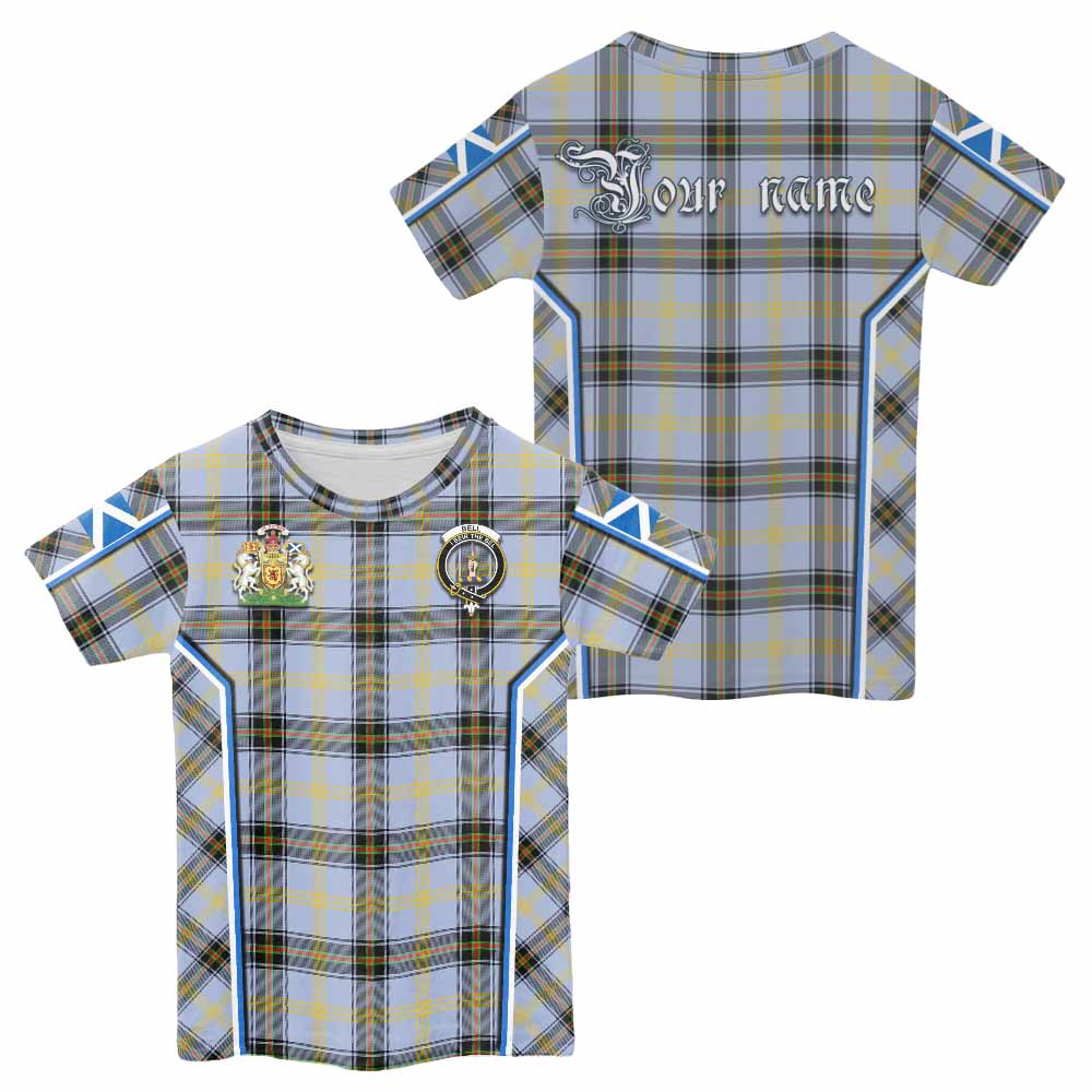 Bell Tartan Crest Kid T-shirt Scotland Coat of Arm Flag Style - Tartan Vibes Clothing