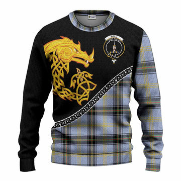 Bell Tartan Crest Knitted Sweater Legendary Dragon Knot Half Style
