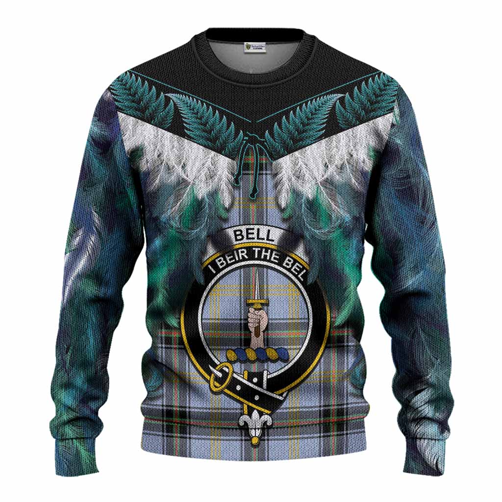 Bell Tartan Crest Knitted Sweater New Zealand Maori Korowai Cloak