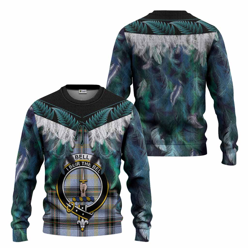 Bell Tartan Crest Knitted Sweater New Zealand Maori Korowai Cloak