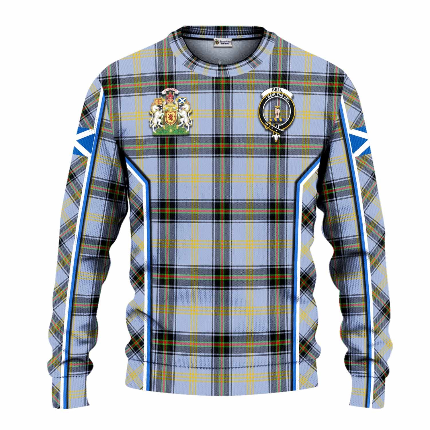 Bell Tartan Crest Knitted Sweater Scotland Coat of Arm Flag Style - Tartan Vibes Clothing