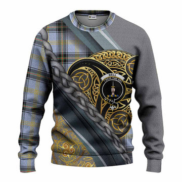 Bell Tartan Crest Knitted Sweater Scottish Triskele Celtic