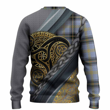 Bell Tartan Crest Knitted Sweater Scottish Triskele Celtic