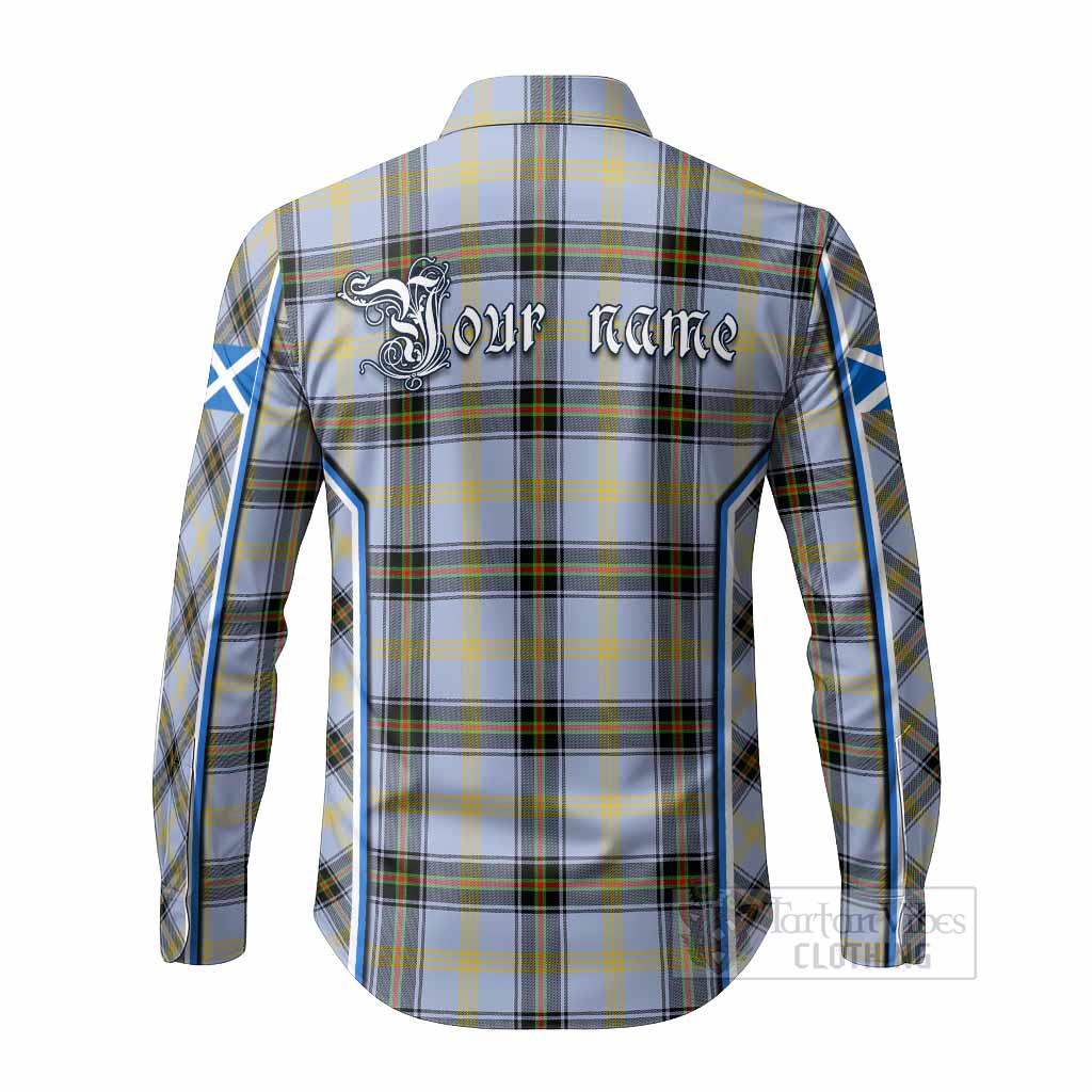 Bell Tartan Crest Long Sleeve Button Shirts Scotland Coat of Arm Flag Style - Tartan Vibes Clothing