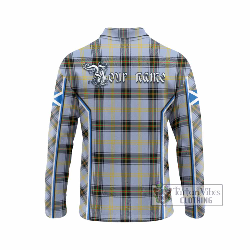 Bell Tartan Crest Long Sleeve Polo Shirt Scotland Coat of Arm Flag Style - Tartan Vibes Clothing