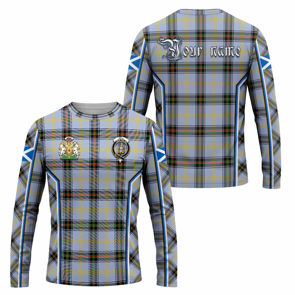 Bell Tartan Crest Long Sleeve T-Shirt Scotland Coat of Arm Flag Style - Tartan Vibes Clothing